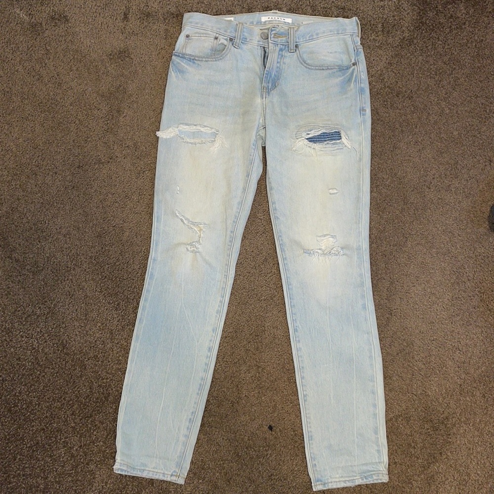 28x30 Pacsun Stacked Skinny jeans (ripped, light blue)